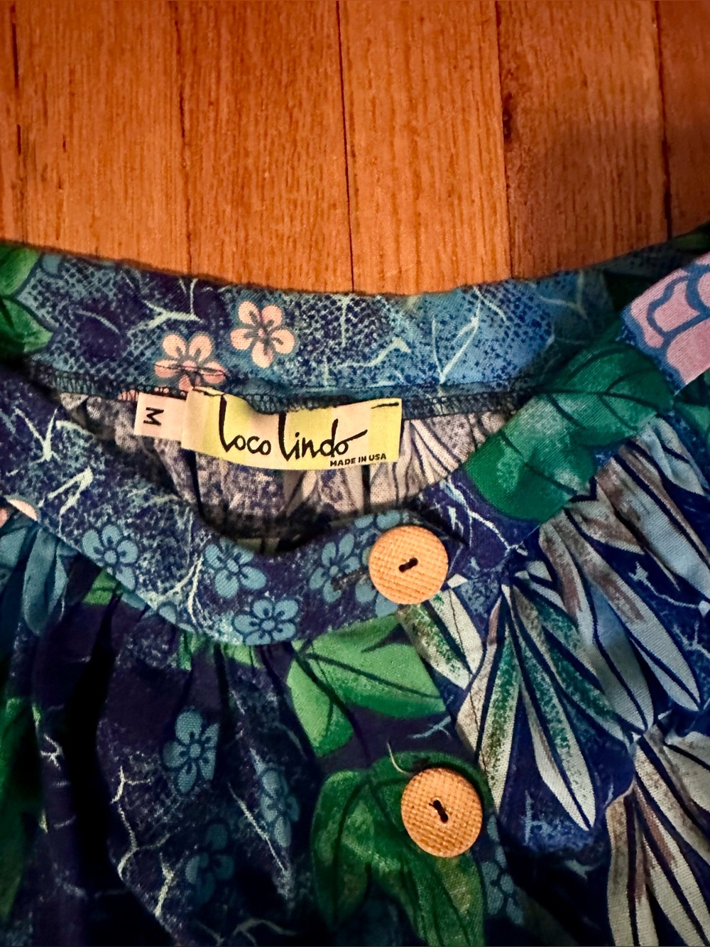 Scout 1940’s inspired blue floral barkcloth midi skirt, pockets, buttons, medium - Picture 5 of 9